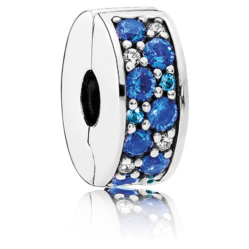 Charm bạc CDE Khoá bấm đính đá xanh Mosaic Shining Elegance CDEA7046