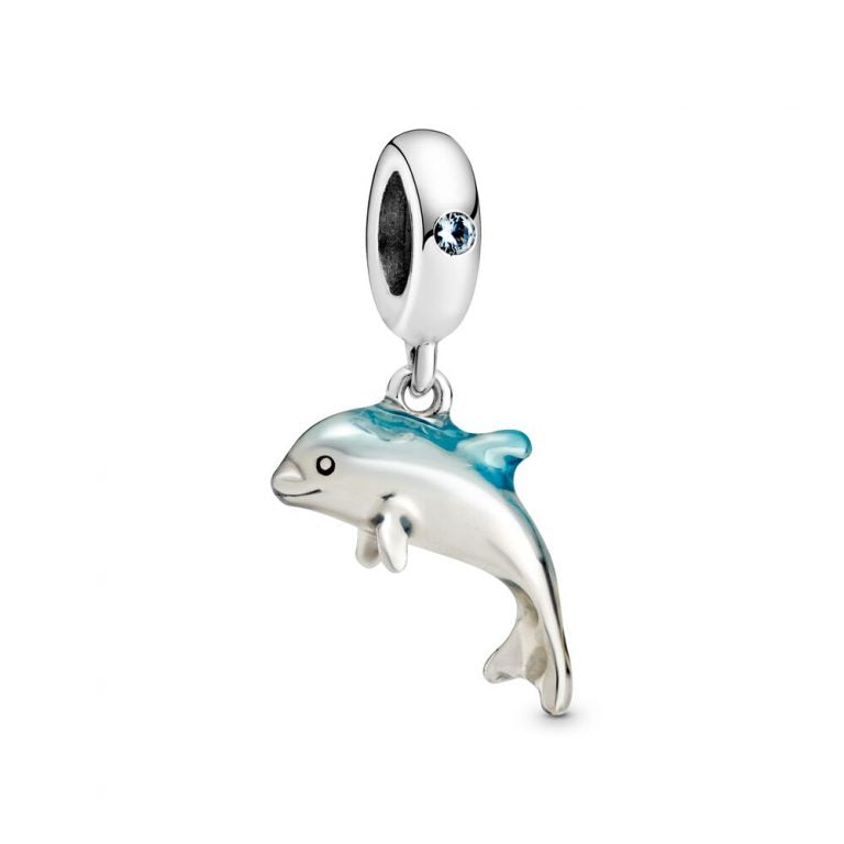 Charm bạc CDE Cá heo xanh Shimmering Dolphin CDEA7004