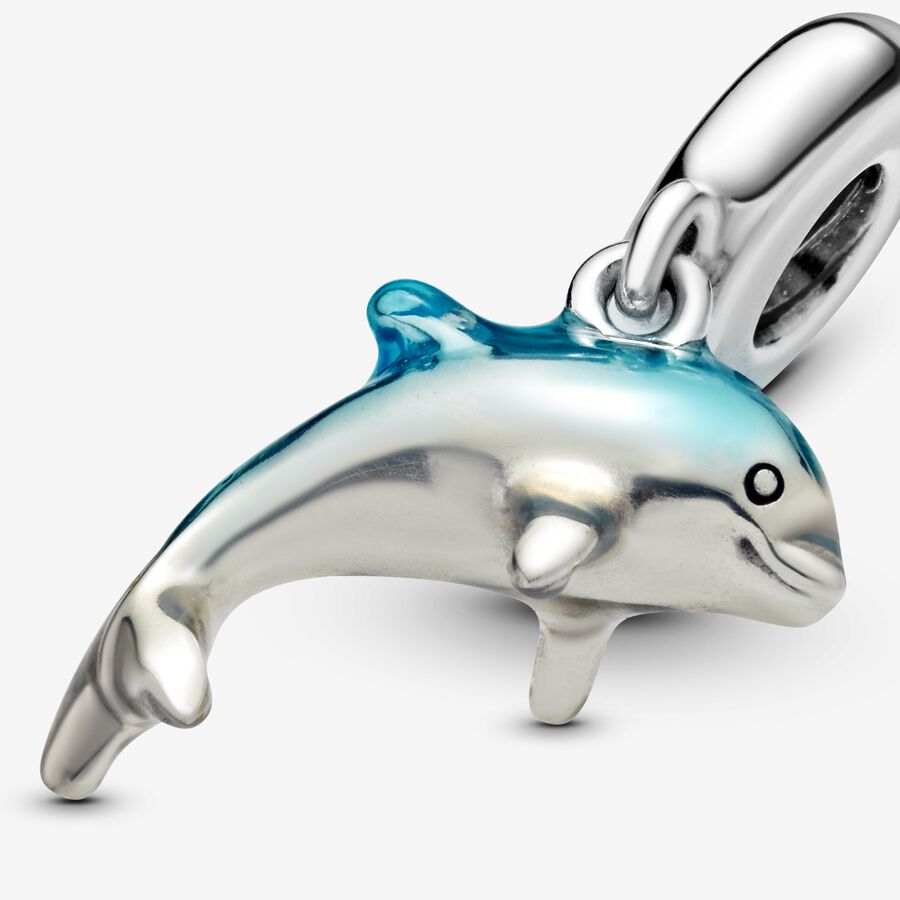 Charm bạc CDE Cá heo xanh Shimmering Dolphin CDEA7004