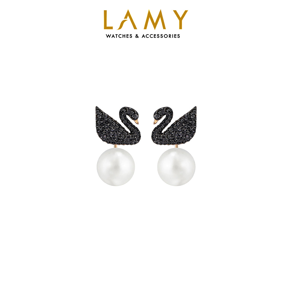 Khuyên tai nữ CDE Black Iconic Swan Rose Gold Earrings CDE3081