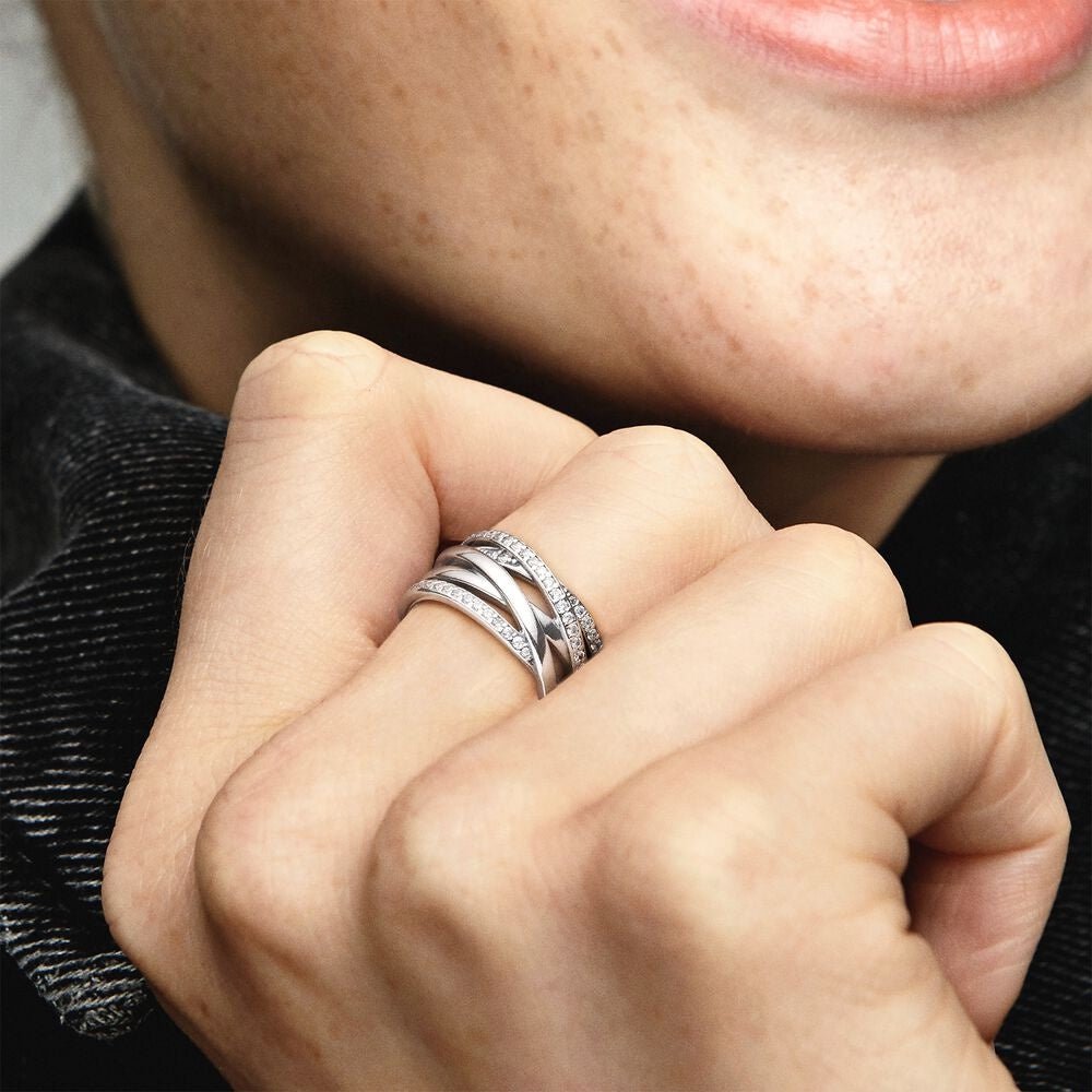 Sparkling Polished Lines Ring