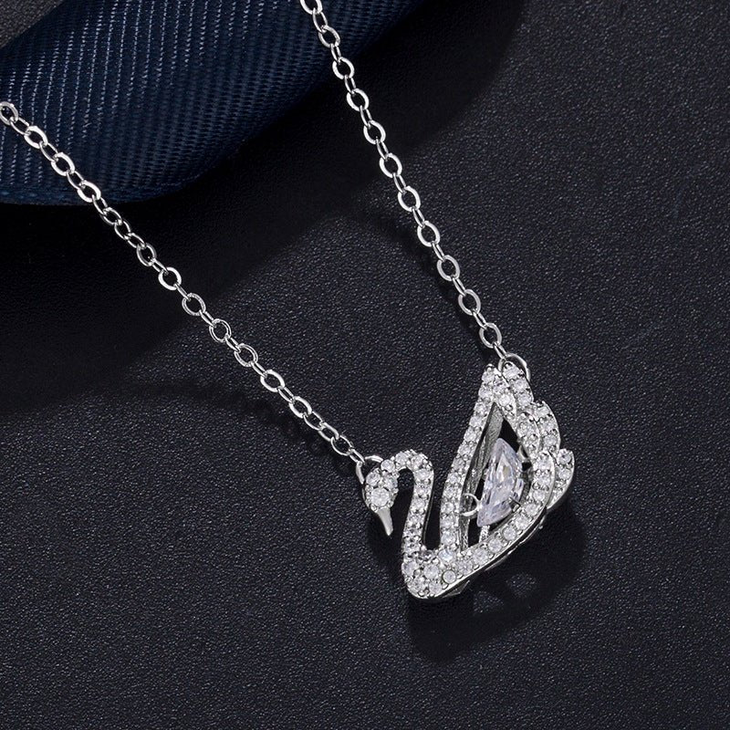 Dancing Swan Necklace Silver White