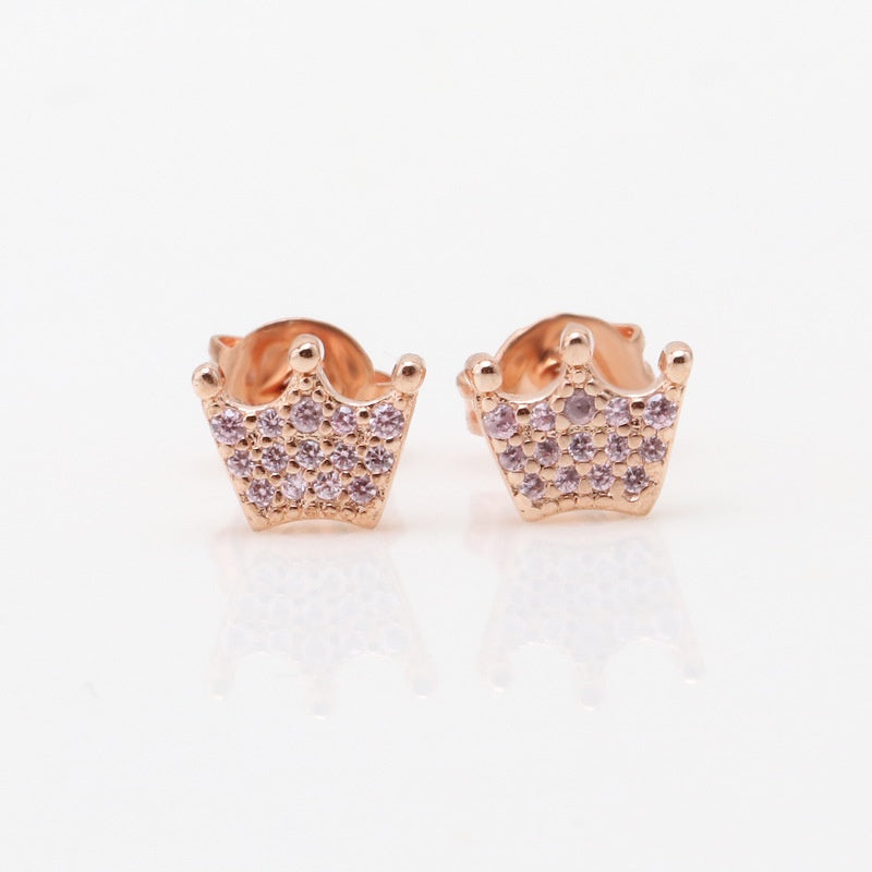 Khuyên tai bạc nữ CDE Crown Stud Earrings CDE3034RG 