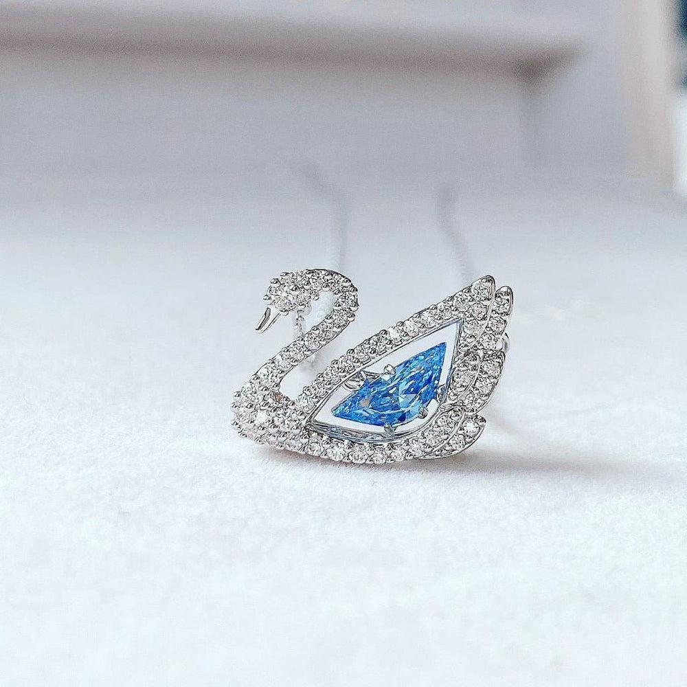 Dancing Swan Necklace Silver Blue