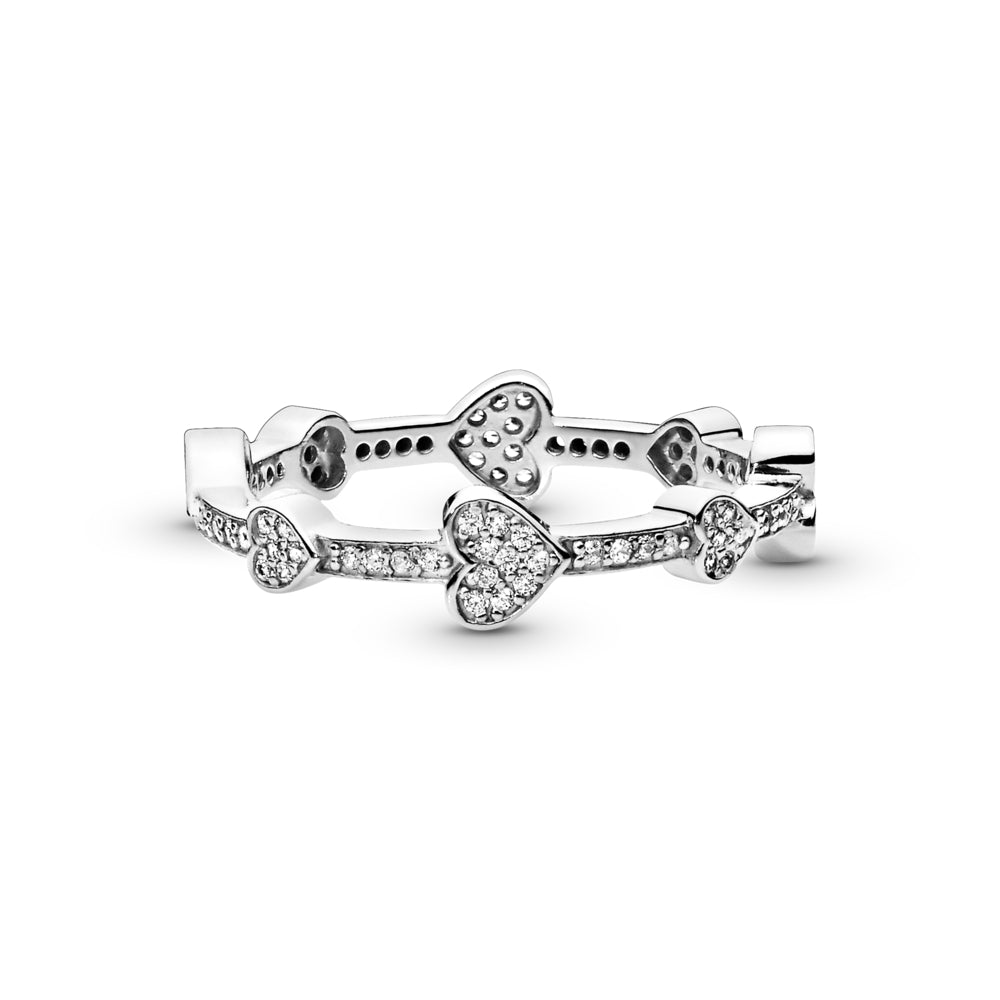 Alluring Hearts Ring Silver