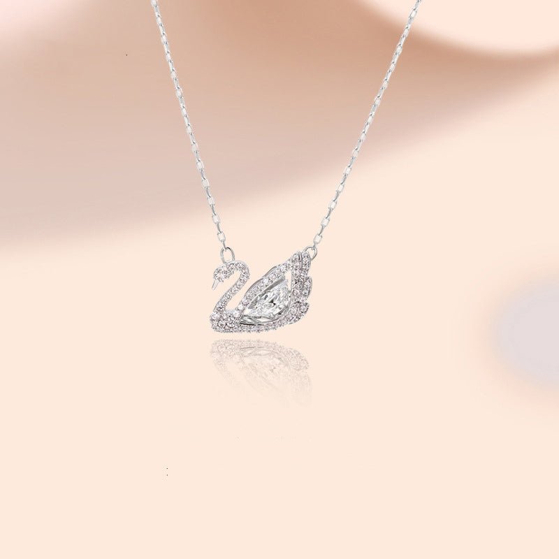 Dancing Swan Necklace Silver White
