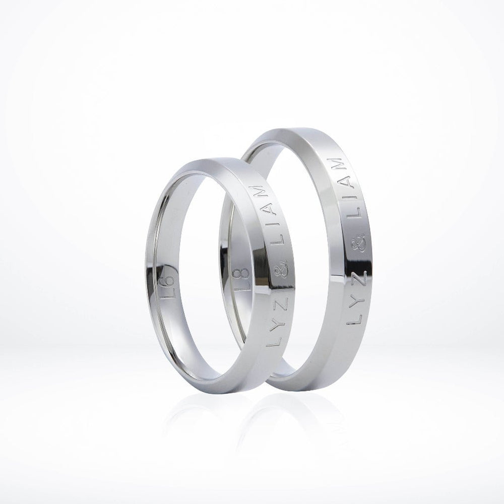 Lyz & Liam Classic Eternity Rings, cặp đai trơn bản vừa cạnh vuông