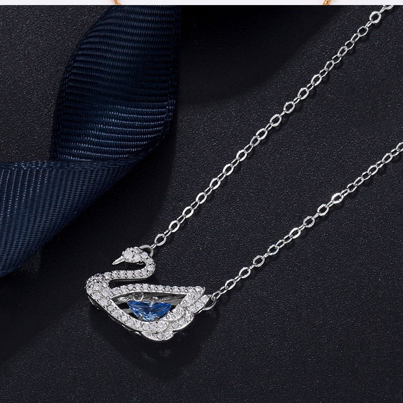Dancing Swan Necklace Silver Blue