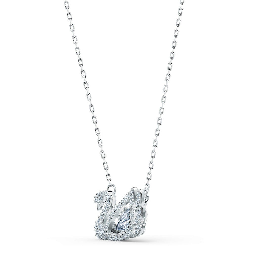 Dancing Swan Necklace Silver White