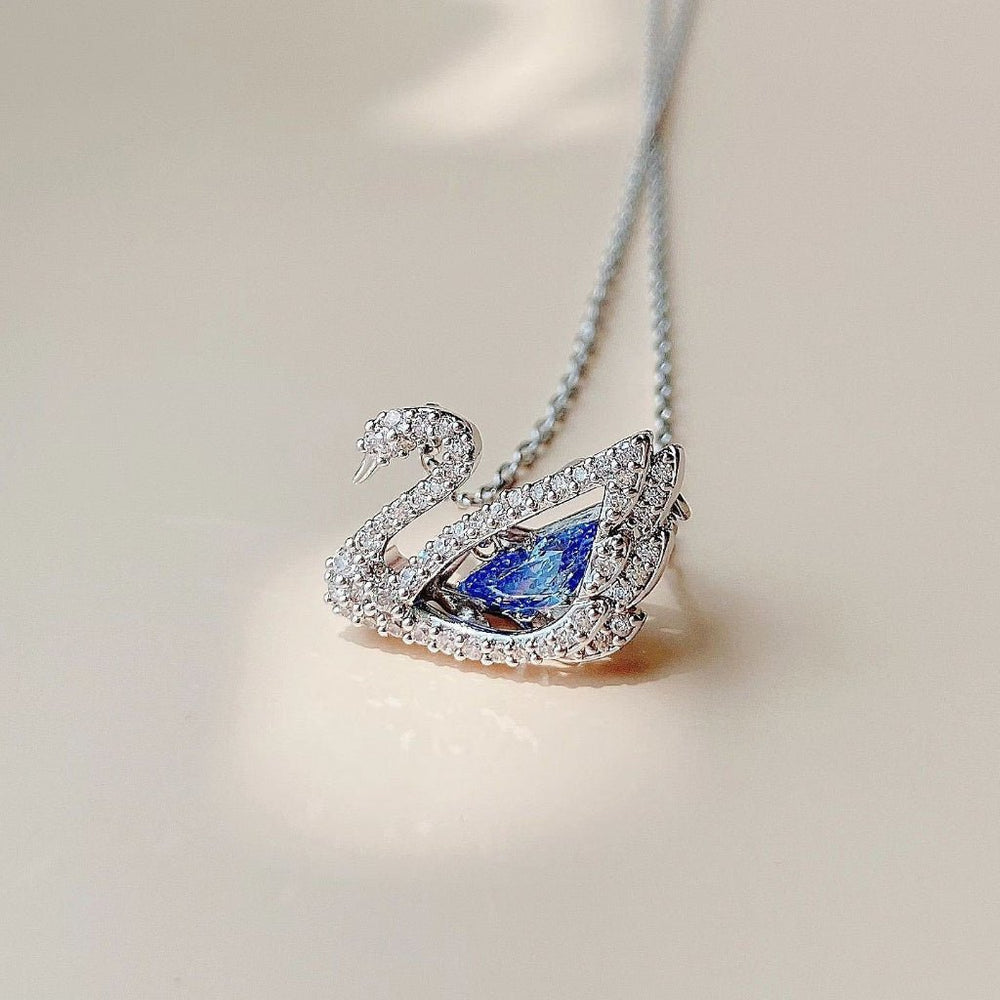 Dancing Swan Necklace Silver Blue