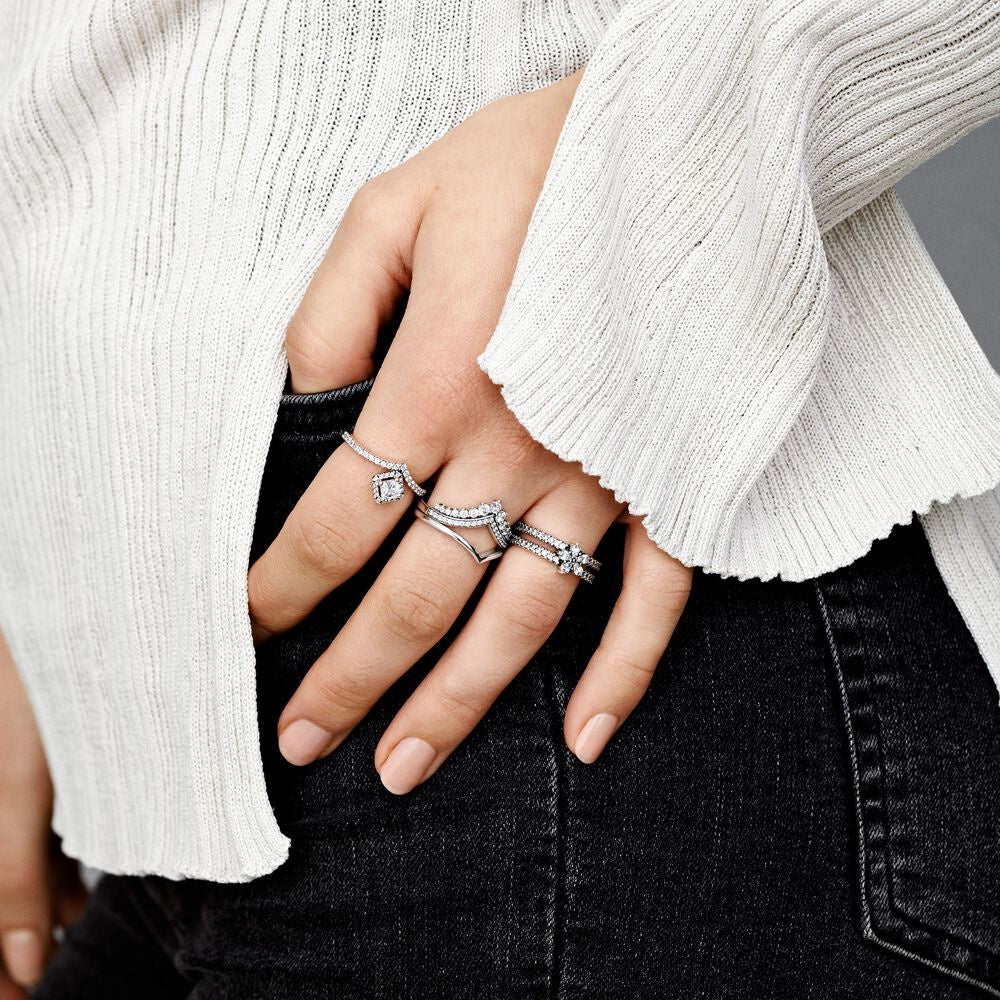 Princess Wishbone Ring Silver