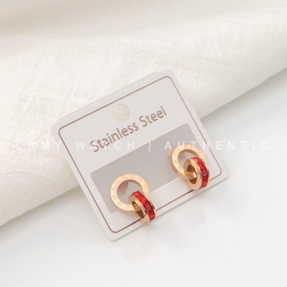 Sweet Love Earrings Rose Gold Red