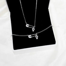 Dây chuyền bạc nữ LAMY mặt khóa ghim băng chữ cái đính đá Safety Pin Pendant 6468