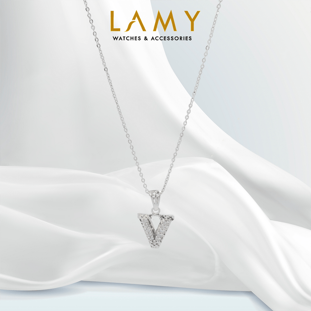 Sparkling Alphabet V Necklace - 6140SV