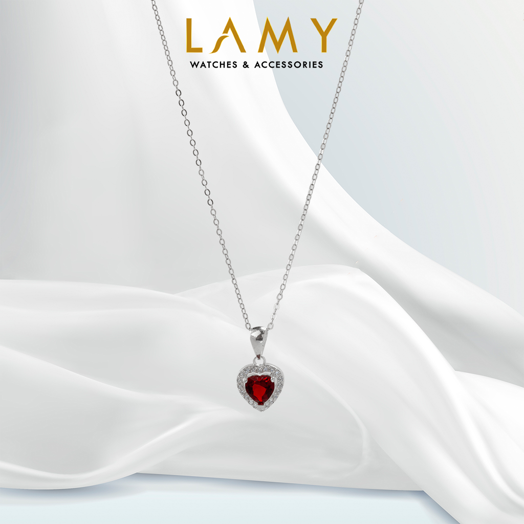 Dây chuyền nữ CDE Guardian Heart Red Necklace Silver CDE6145RED