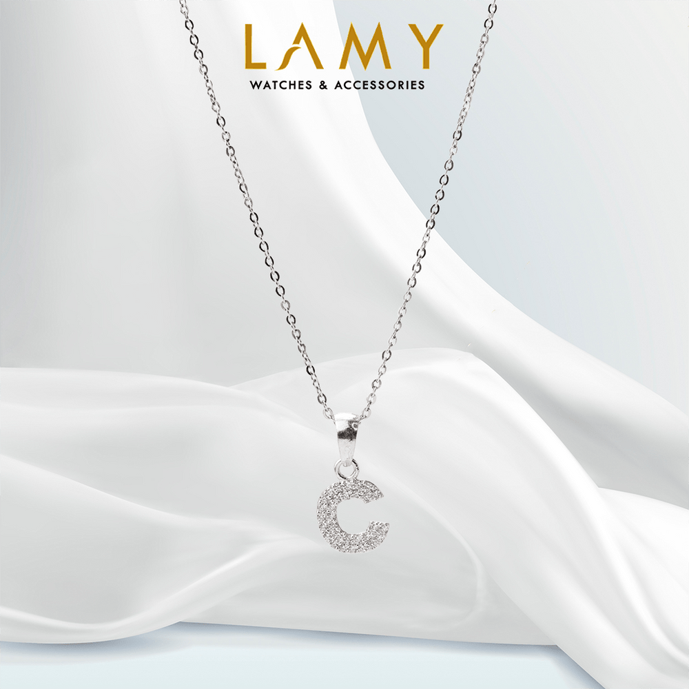 Sparkling Alphabet C Necklace Silver - 6159SV