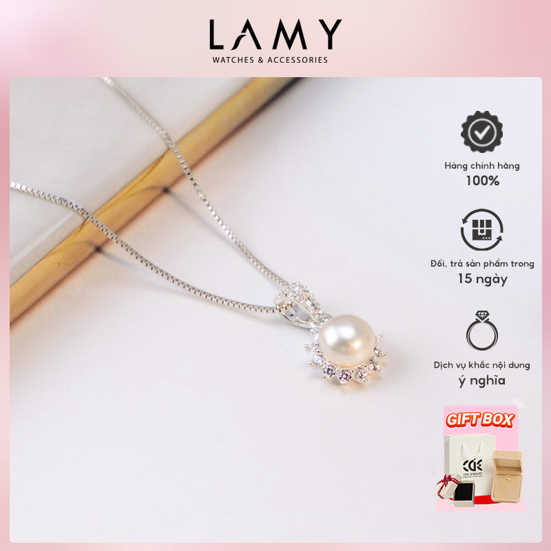 Dây chuyền bạc LAMY Pearl Flower Pendant Silver Necklace 6249 - Dây chuyền nữ bạc Ý 925