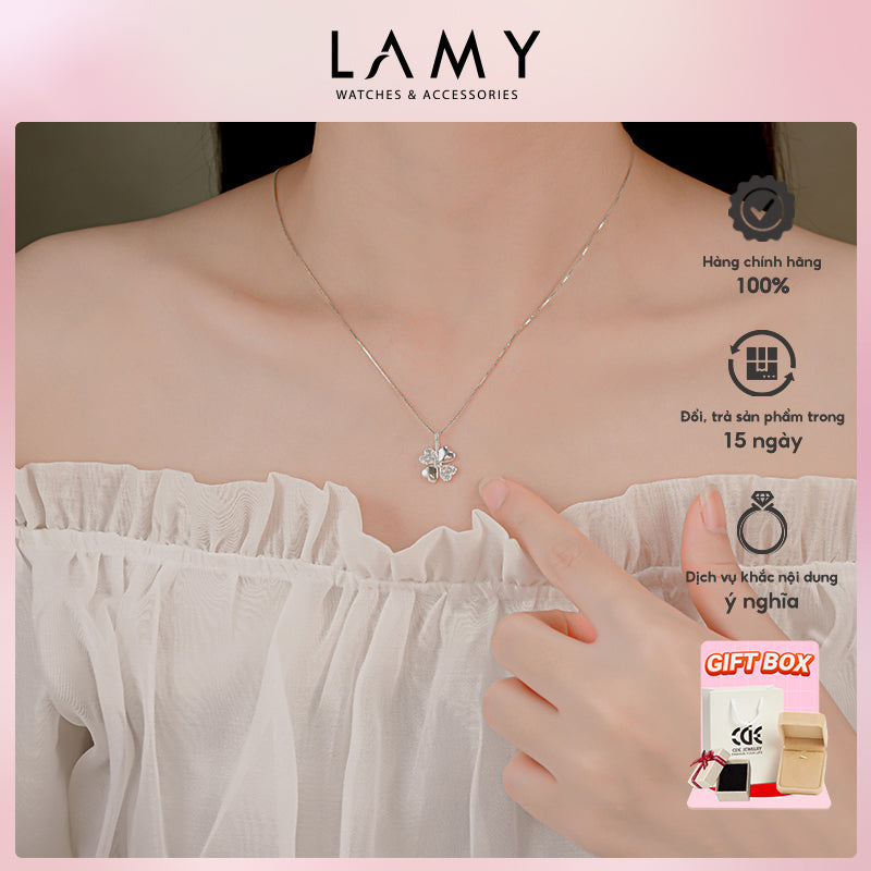 Dây chuyền bạc nữ LAMY Four Leaf Heart Love Necklace Silver 6343 - Dây chuyền bạc ta