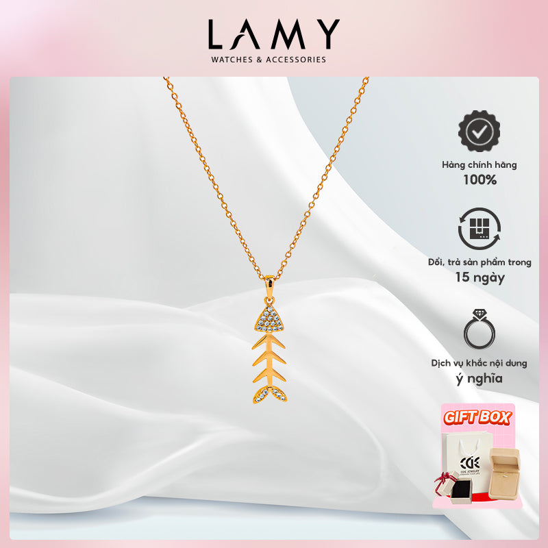 Dây chuyền bạc nữ LAMY Fish Bone Pendant Necklace Rose Gold 6418RG