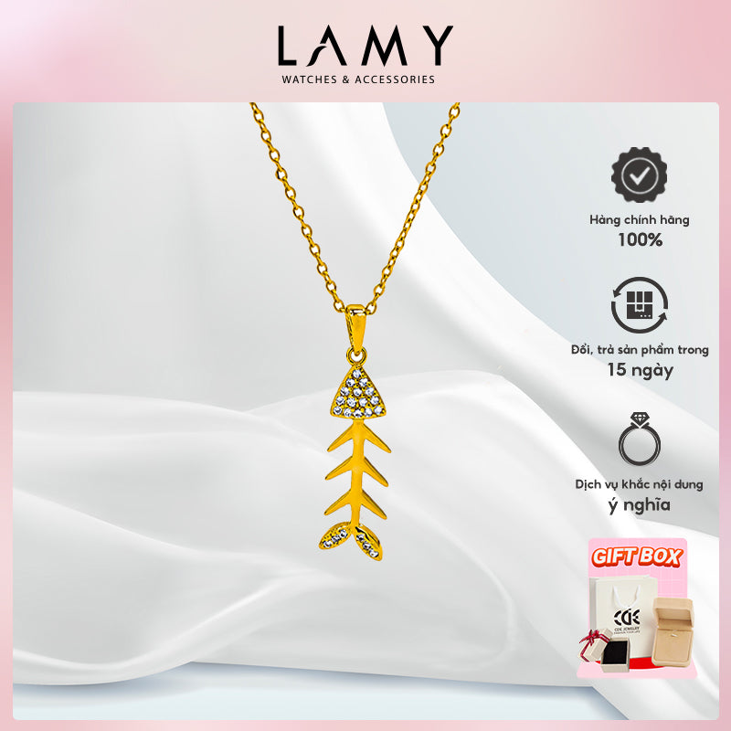 Dây chuyền bạc nữ LAMY Fish Bone Pendant Necklace Gold 6418GG