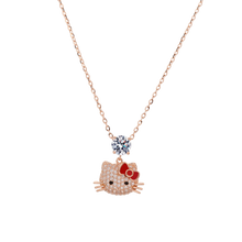 Dây chuyền kim cương Moissanite LAMY Kitty Red Bow Rose Gold 5.0 ly CDEDN048RG - Hàng chính hãng đã kiểm định