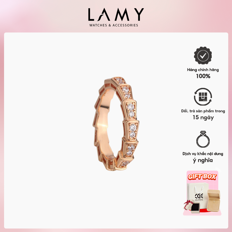 Serpent Adorned with Stones Ring Rose Gold
