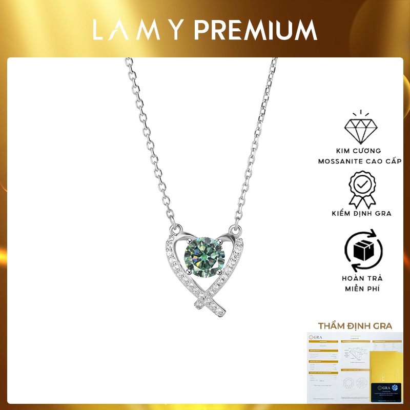 Dây chuyền kim cương Moissanite LAMY Heart Embrace 6.5 ly kiểm định GRA CDEDN016BE - Hàng chính hãng đã kiểm định