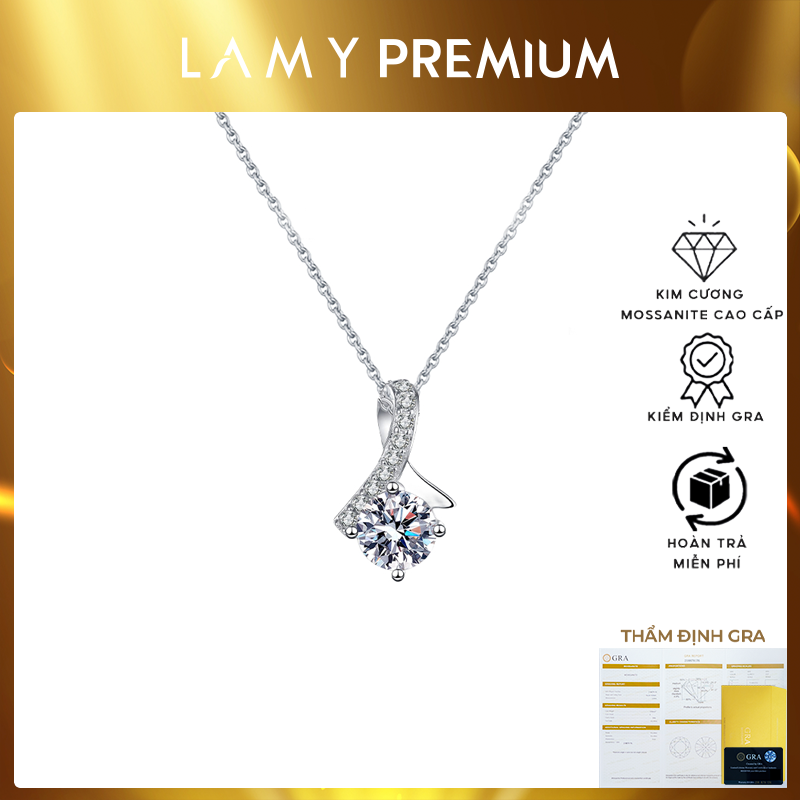 Dây chuyền kim cương Moissanite LAMY Trái tim đính đá 6.5 ly CDEDN025WH - Hàng chính hãng đã kiểm định
