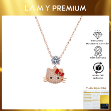 Dây chuyền kim cương Moissanite LAMY Kitty Red Bow Rose Gold 5.0 ly CDEDN048RG - Hàng chính hãng đã kiểm định