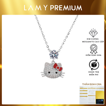 Dây chuyền kim cương Moissanite LAMY Kitty Face Red Bow 5.0 ly CDEDN048SV - Hàng chính hãng đã kiểm định