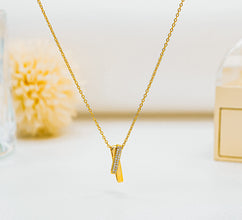 Dây chuyền bạc nữ LAMY Intertwined Sparkle Necklace Rose Gold 6422RG