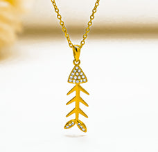 Dây chuyền bạc nữ LAMY Fish Bone Pendant Necklace Gold 6418GG