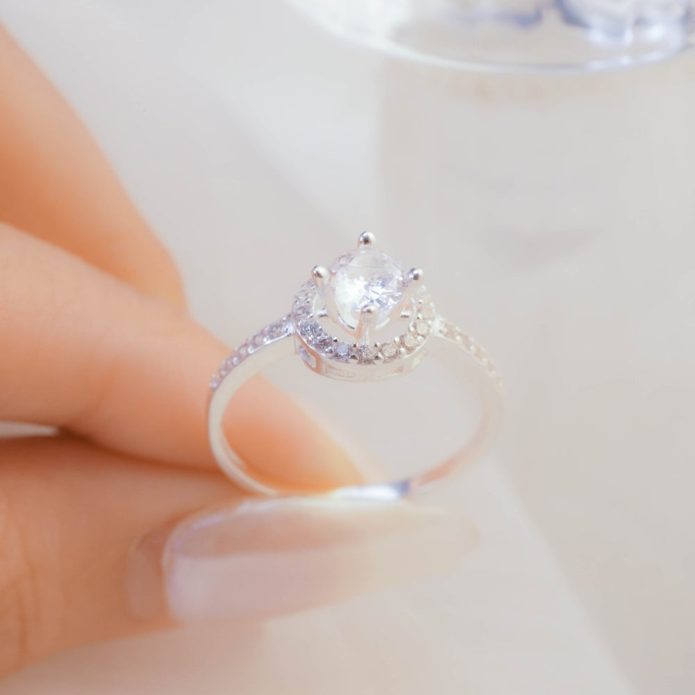 Round Gemstone Setting Ring Silver - 8182SV