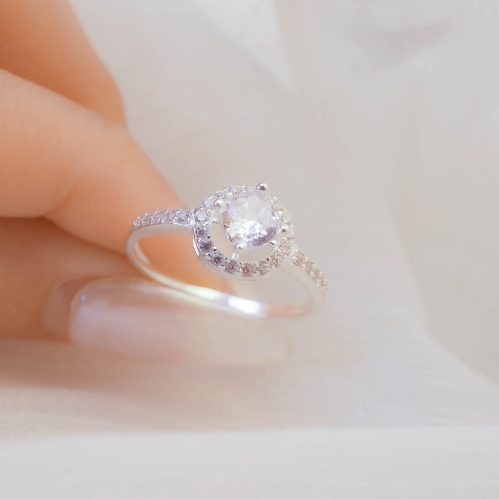 Round Gemstone Setting Ring Silver - 8182SV