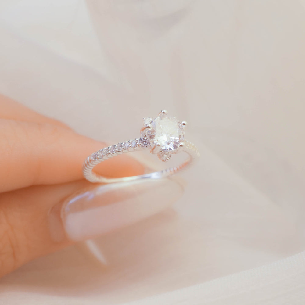 Large Apricot Blossom Ring Silver
