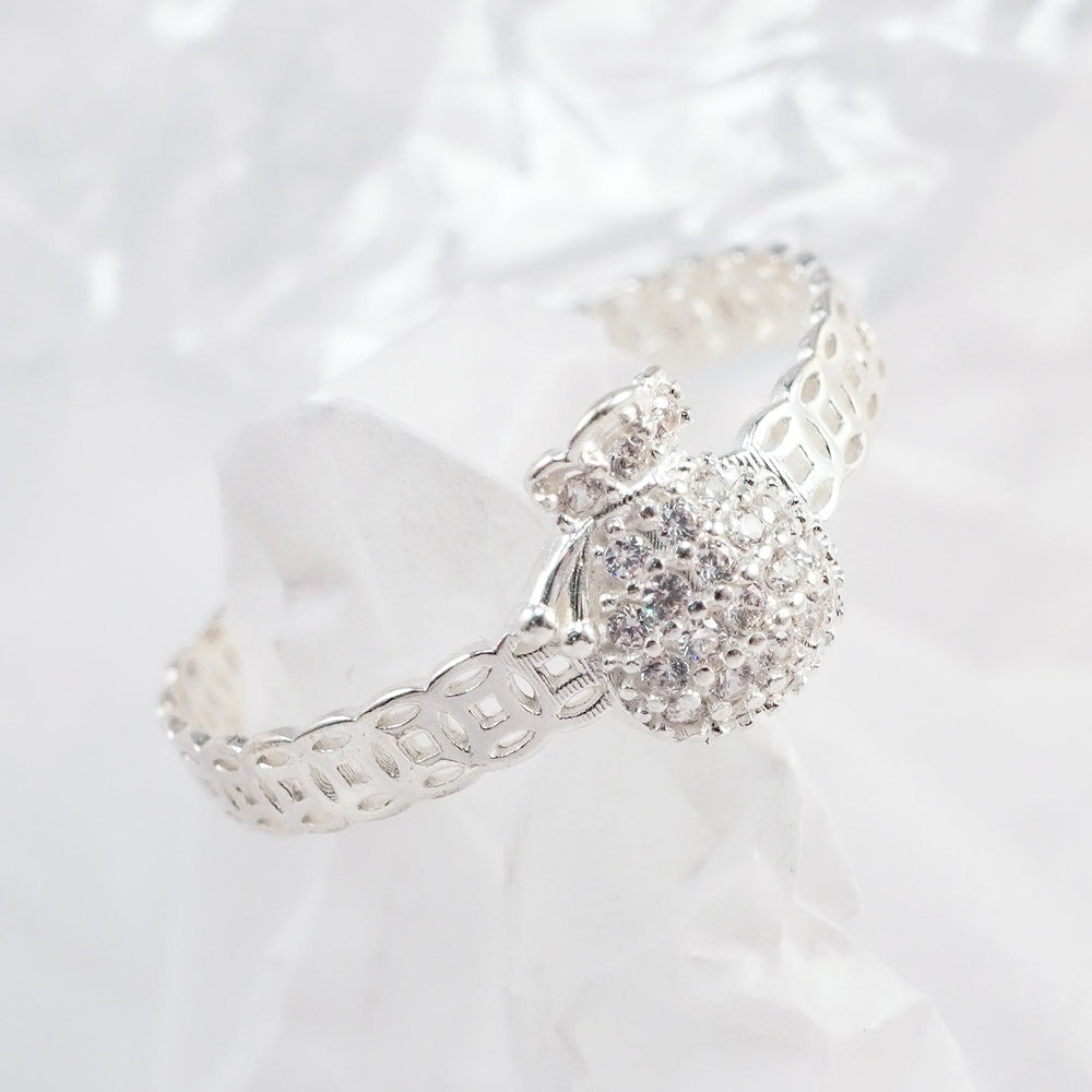 Lucky Coin Wallet Ring Silver, nhẫn hở chạm rỗng chuỗi đồng xu