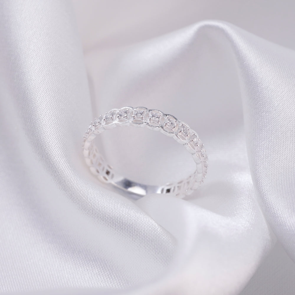 Glittering Coins Ring Silver, đai nhẫn kết từ chuỗi vòng tròn nhỏ nối liền