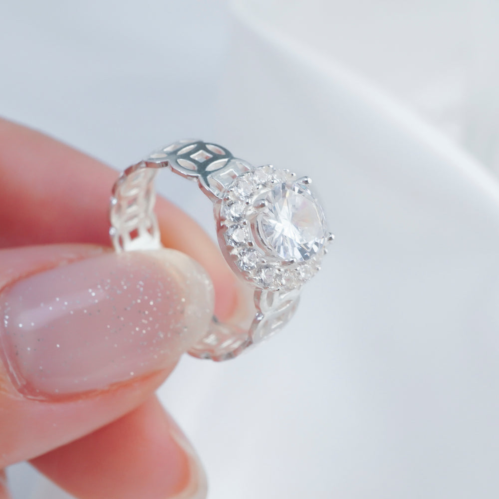 Lucky Coin Embedded Ring Silver - 8234SV
