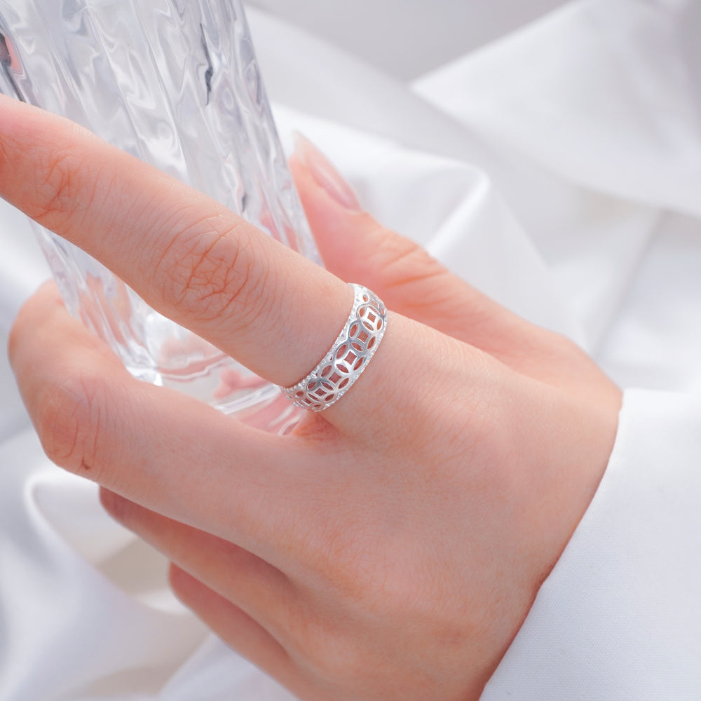 Lucky Coin Couple Rings Silver