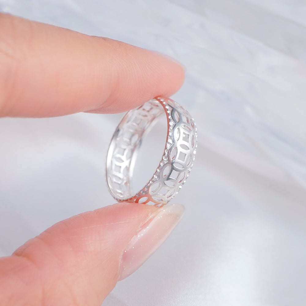 Lucky Coin Couple Rings Silver