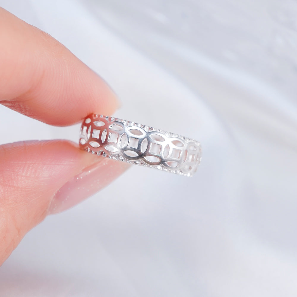 Lucky Coin Couple Rings Silver