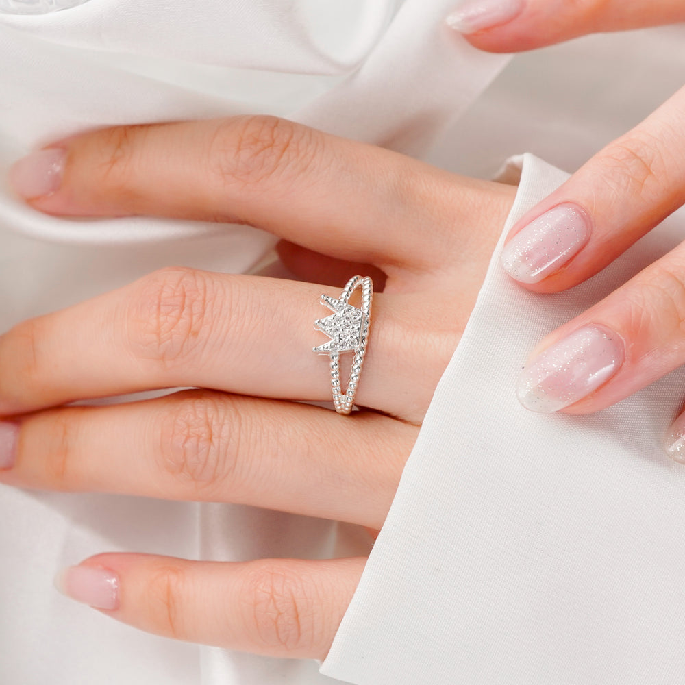 Unique Crown Ring Silver