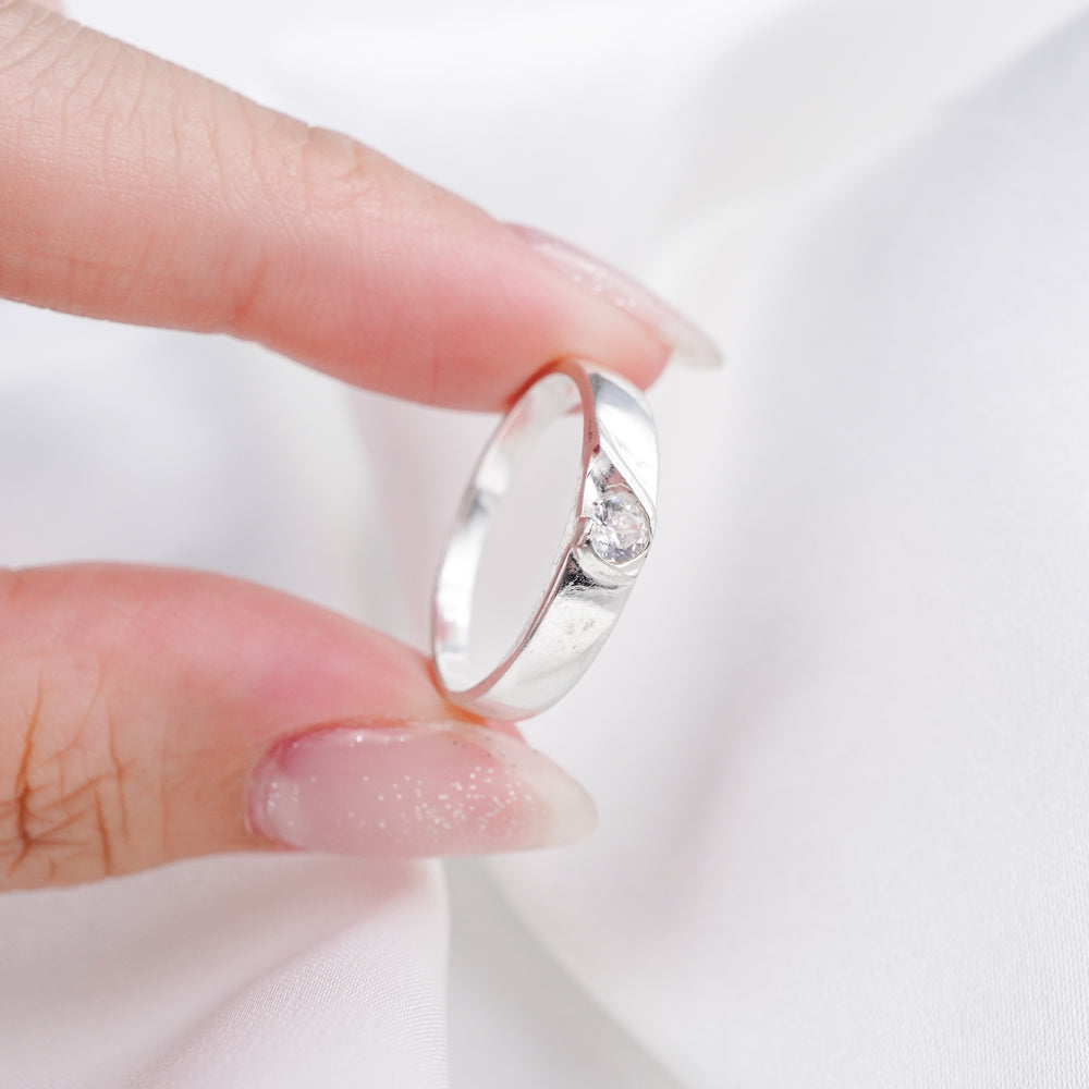 Classic Modern Romantic Couple Ring Silver - 8244SV