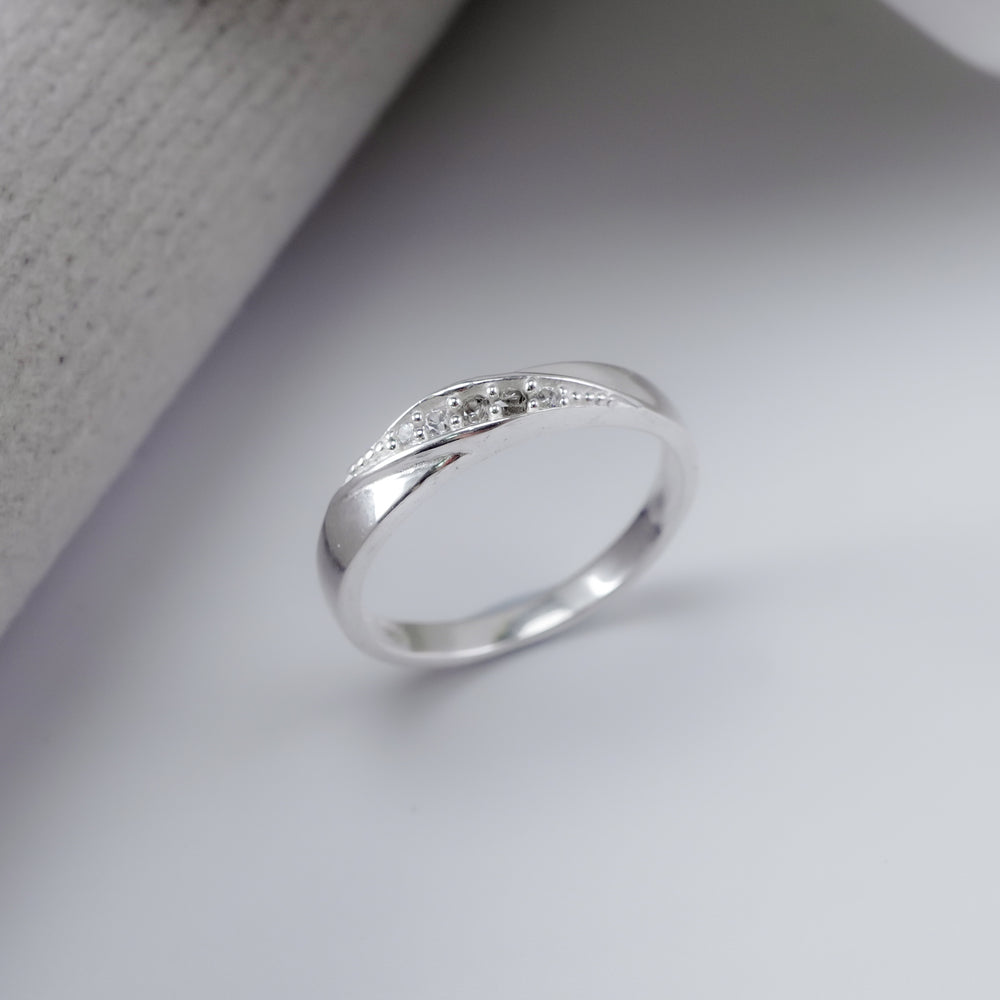 Modern Gem-Studded Ring Silver