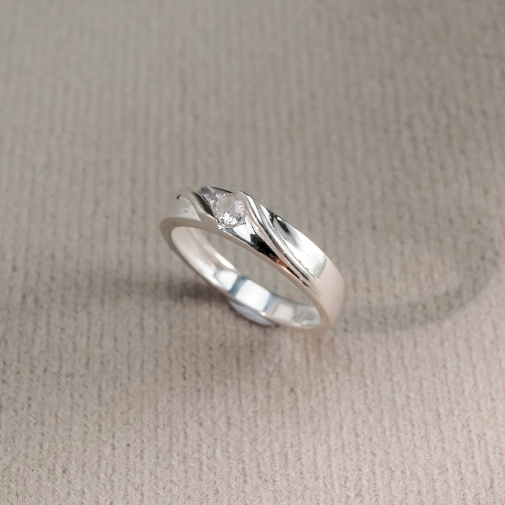 Gemstone-Studded Couple Ring Silver