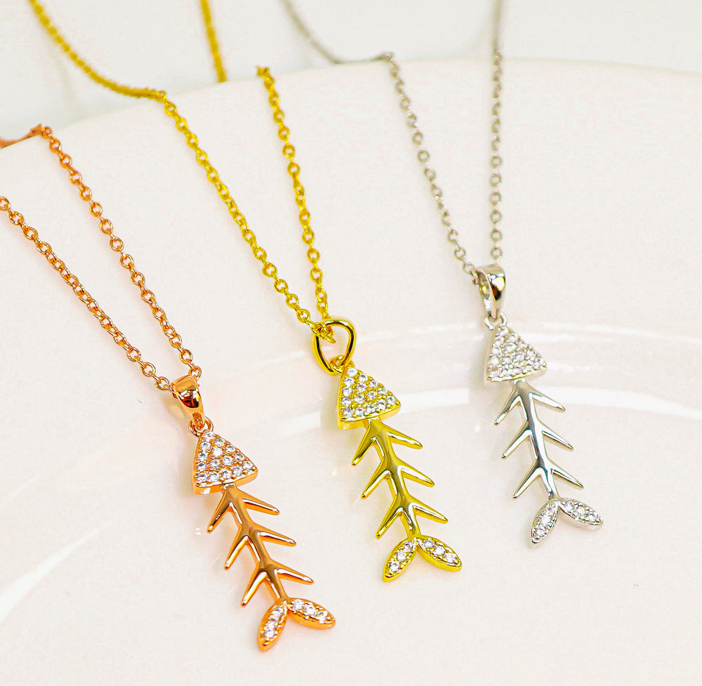 Fish Bone Pendant Necklace