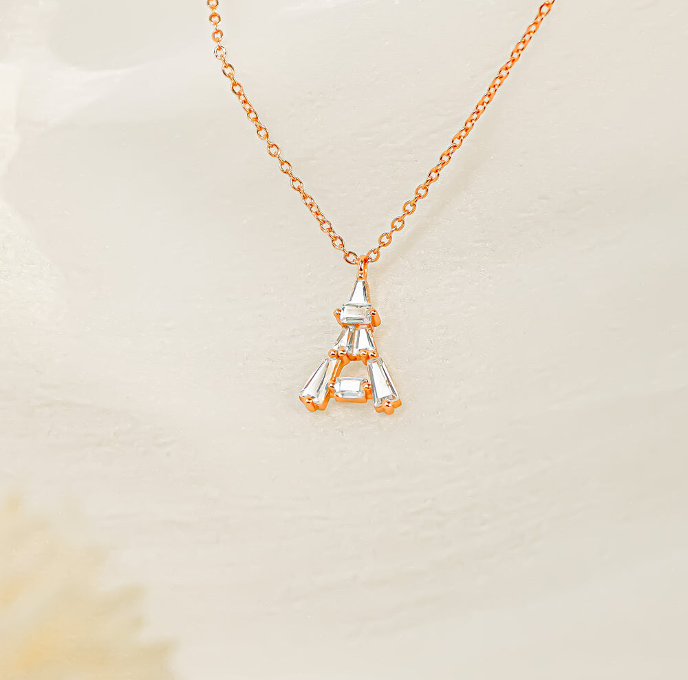 Tower Pendant Necklace Rose Gold