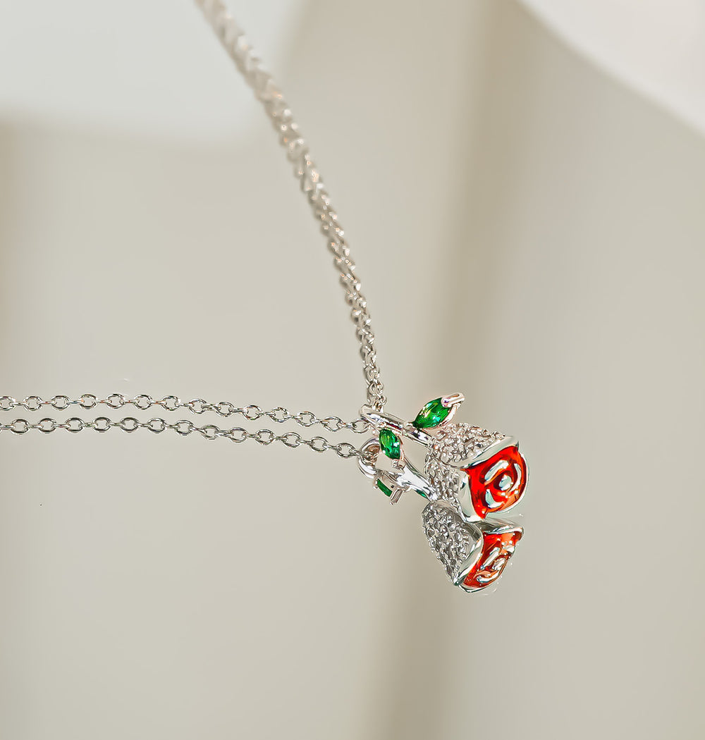 Love Rosebud Necklace Silver