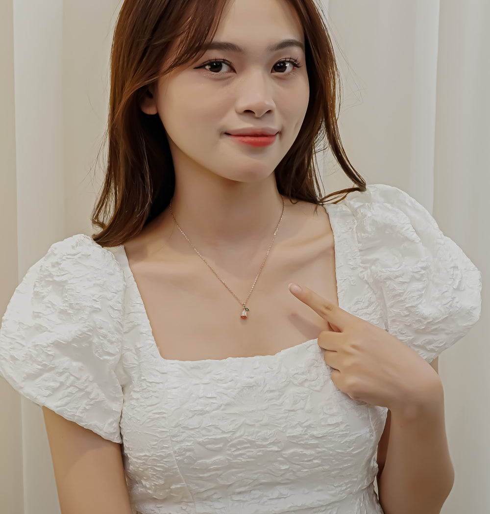 Love Rosebud Necklace Rose Gold