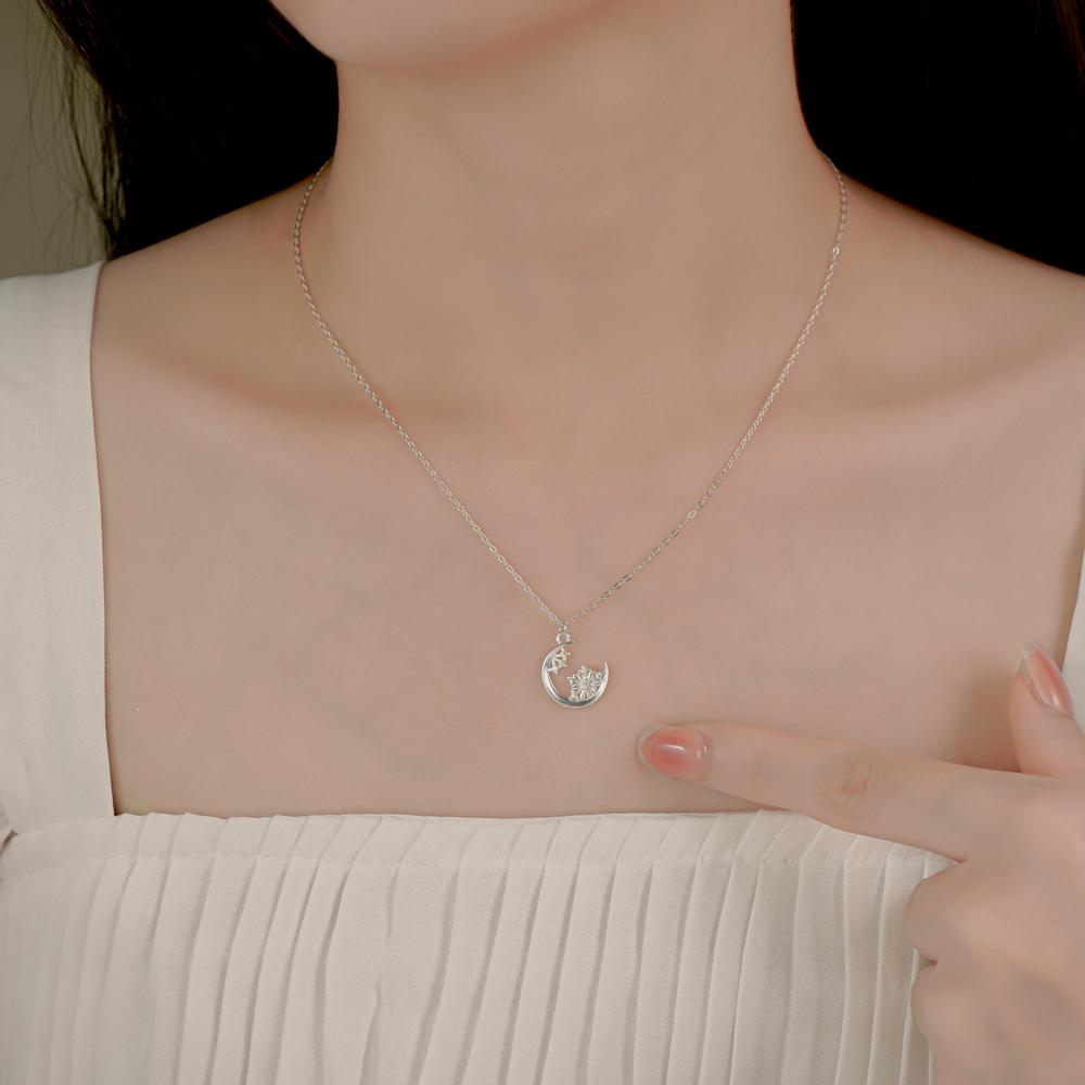 Snowflake Moon Necklace Silver - 6349SV
